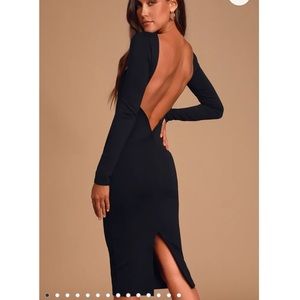 Va Va Voom Black Backless Midi Dress LULUS